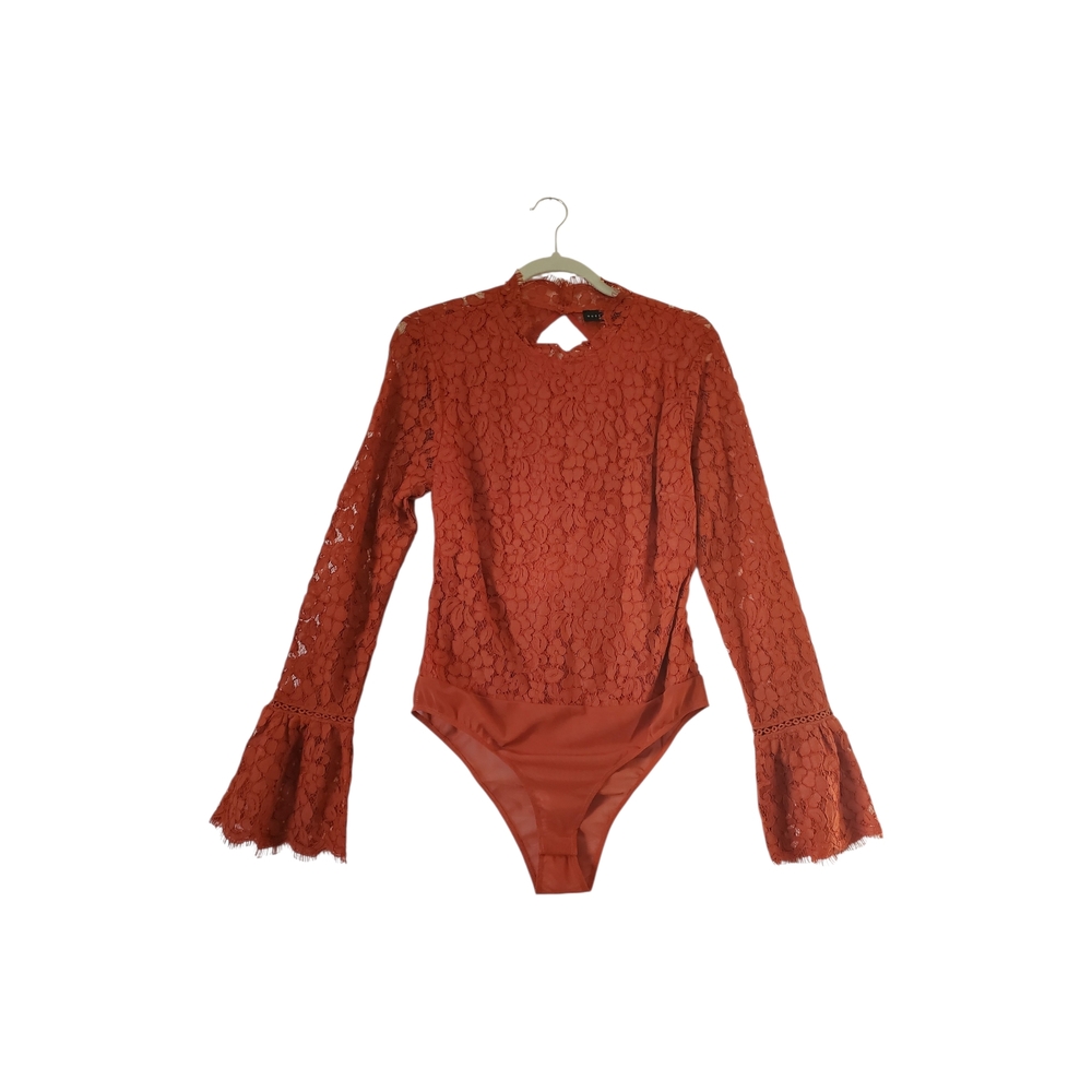 New Endless Rose Brown Open Back Detailed Floral Lace Size‎ Medium NWT